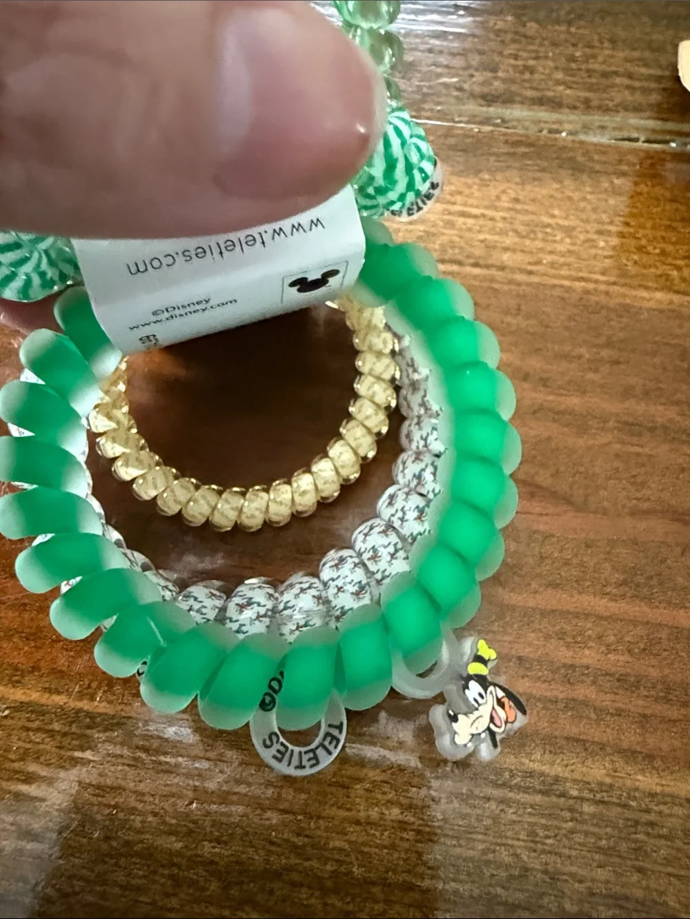 Disney Teleties Goofy Charm Green Spiral Hair Ties